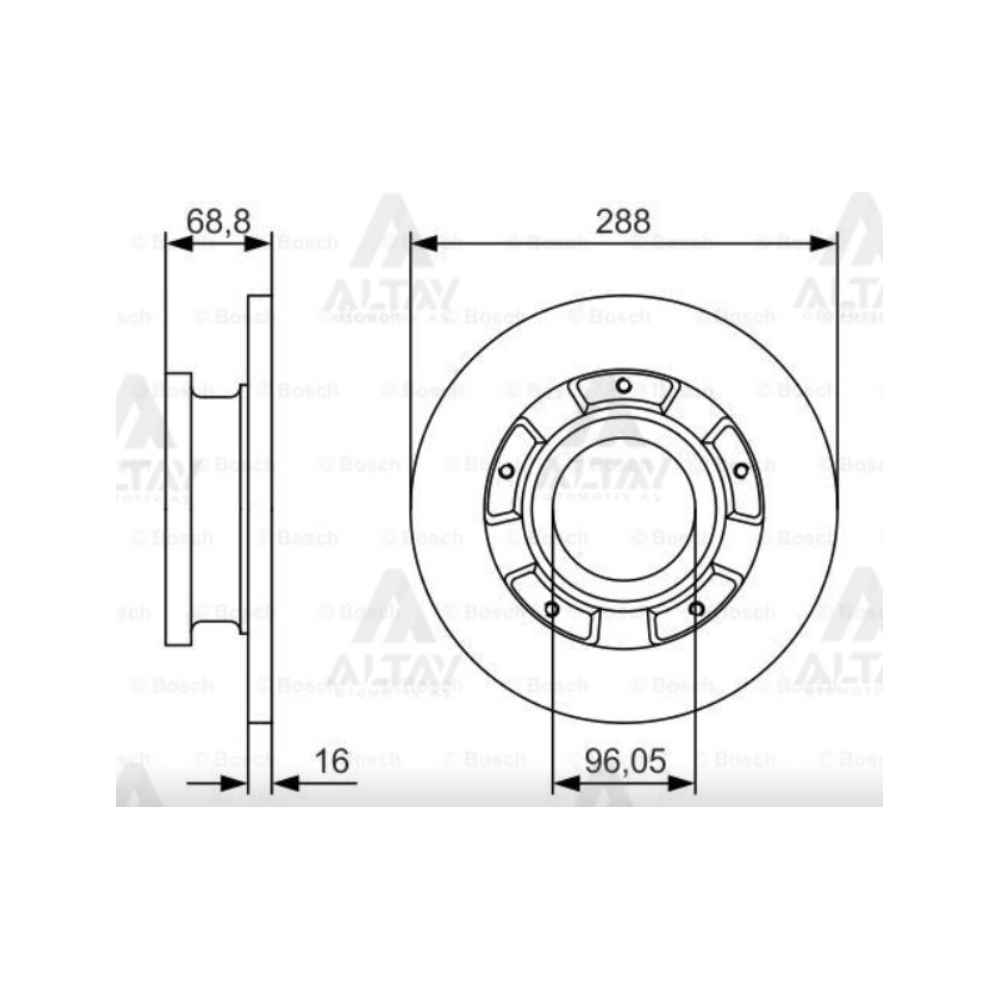 Custom 14- V363 Tek Teker Arka Düz 308-5 Fren Diski - AYD-50711 - BK212A097AB 