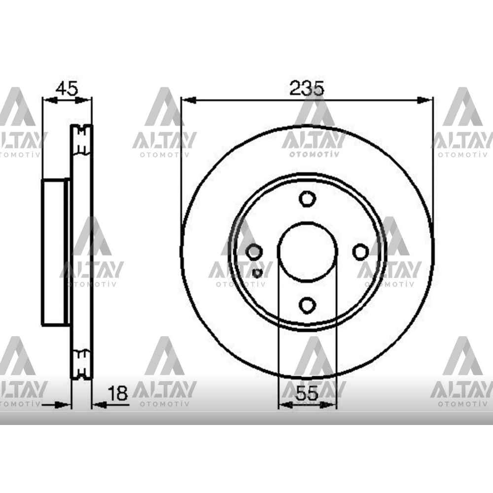 323 90-95 B6 121 90-93 Ön Havali 235-4 Fren Diski - BSH-0986478241 - NA013325X 