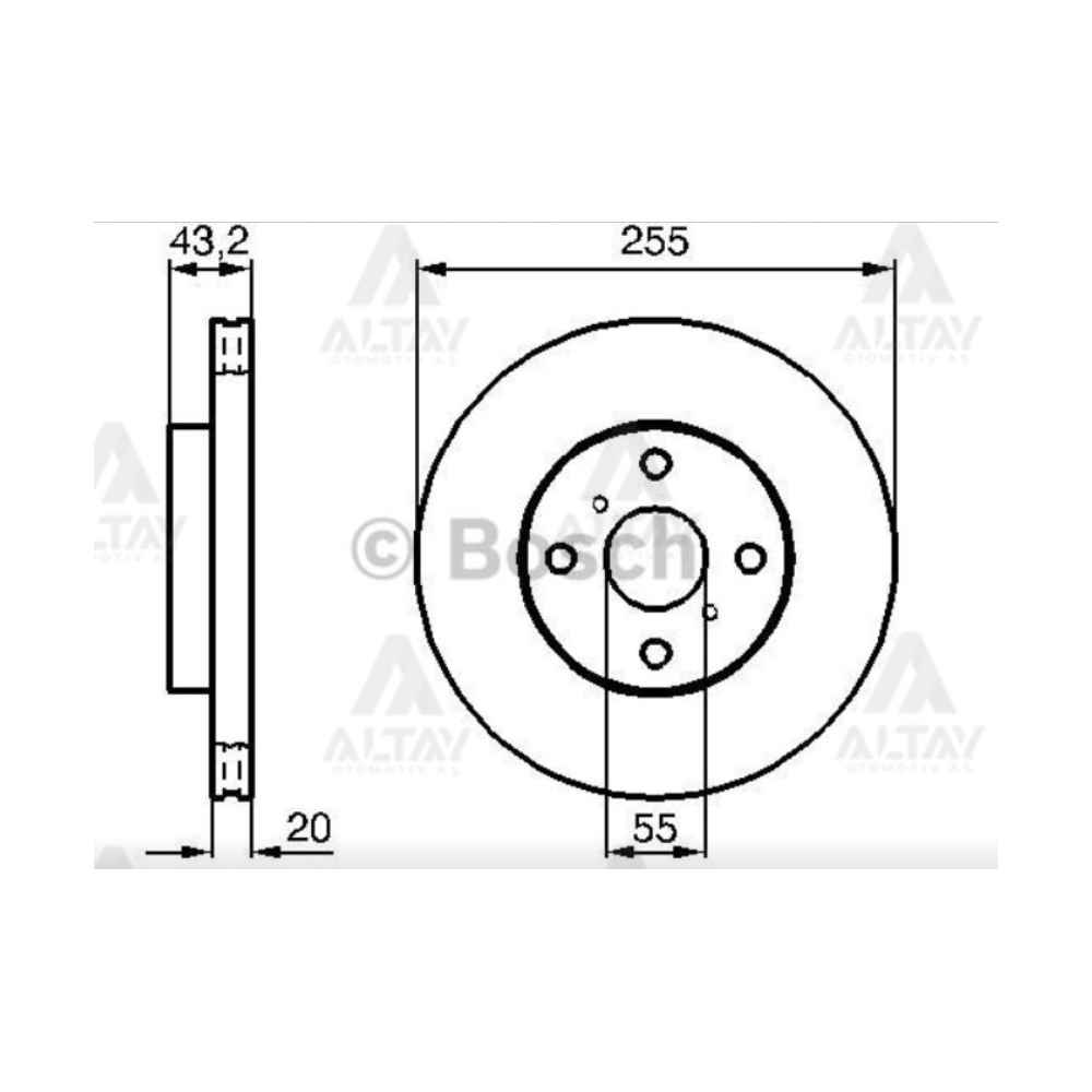 Yaris 02-10 1.3-1.4 D-4D Ön Havali Fren Diski 255-4 - BSH-0986479012 - 4351252040 