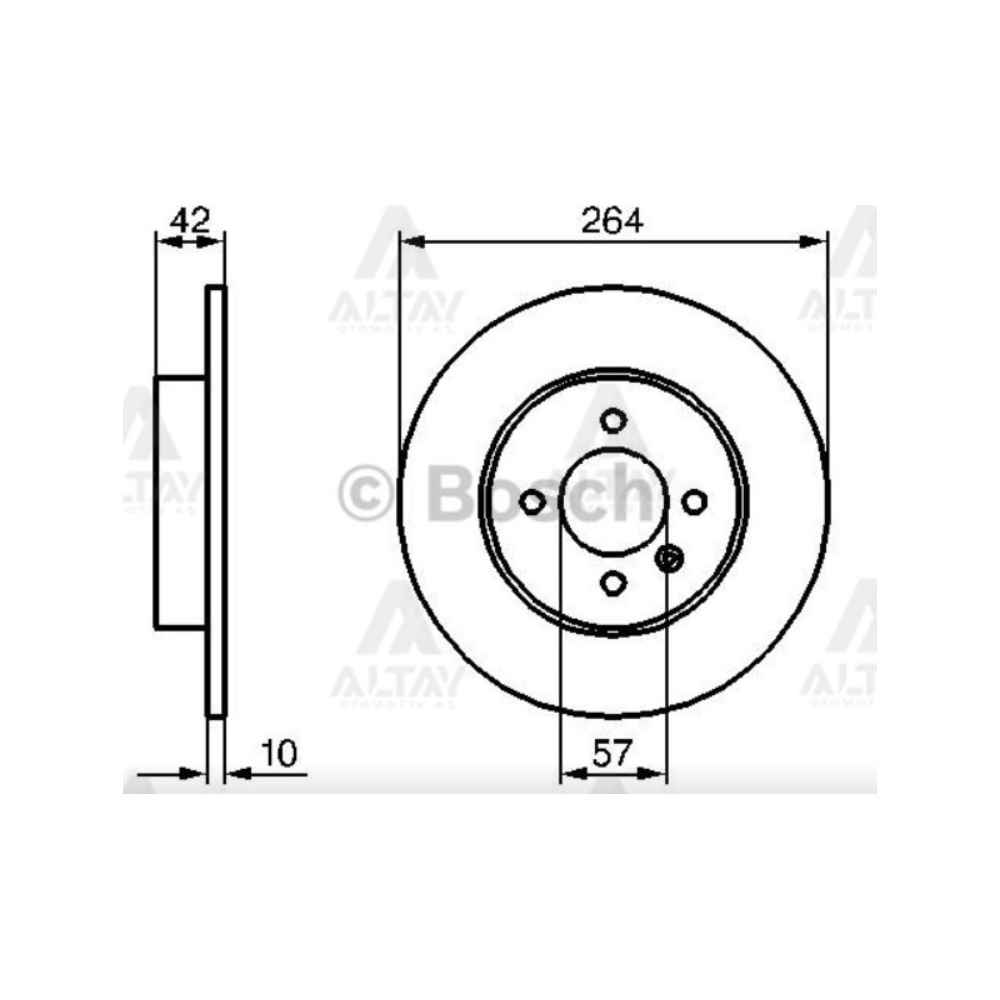 Astra H 04-09 Combo C 01-12 Meriva A 03-10 Fren Diski Arka Düz 264-4 - 569116 BSH-0986479191 