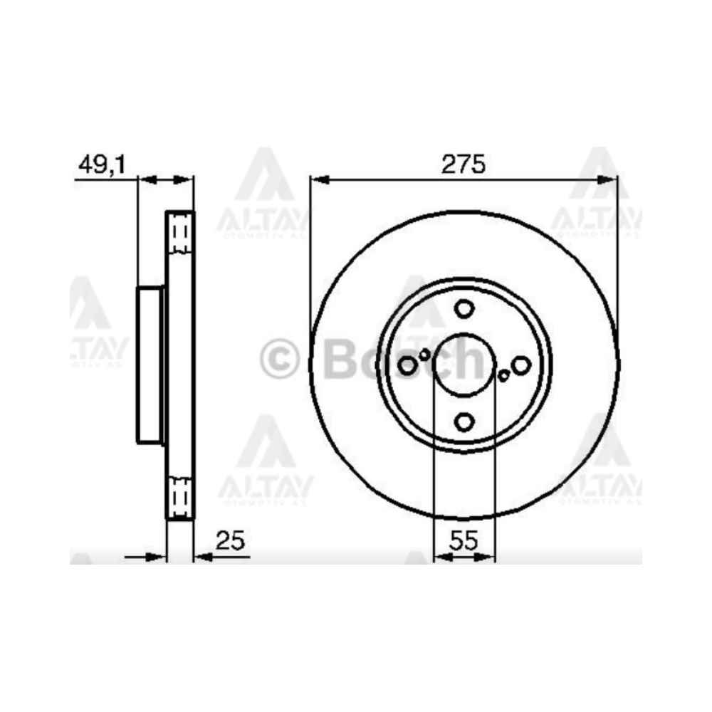 Corolla Uyumlu 03-07 Corolla Uyumlu Verso 1.4-2.0D4D Ön Havali 275-4 Fren Diski - 4351202080 BSH-0986479245