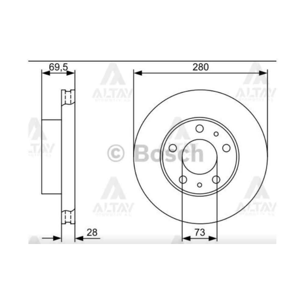 Ducato 06- 2.3 Boxer 06- 2.2Hdi Ön Havali 280-5 Fren Diski - BSH-0986479313 - 51705749 