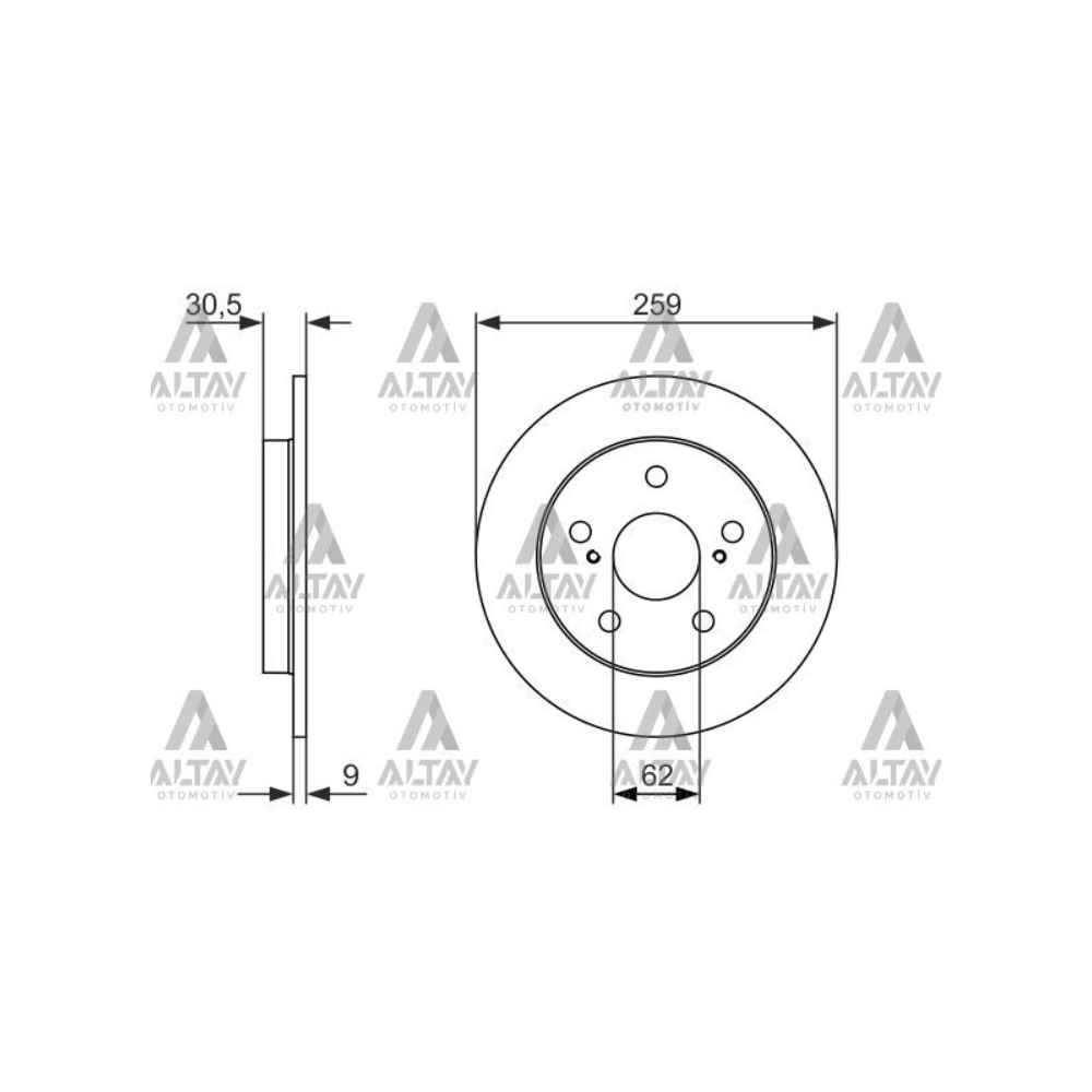 Corolla Uyumlu 07-13 Arka Benzinli 259-5 Fren Diski - BSH-0986479765 - 42431-12260