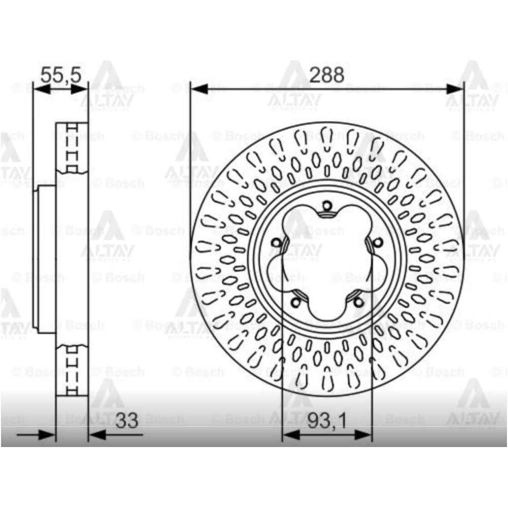 Custom 12- V362 Ön Havali 288-5 Fren Diski - BSH-0986479A49 - BK211125BB 