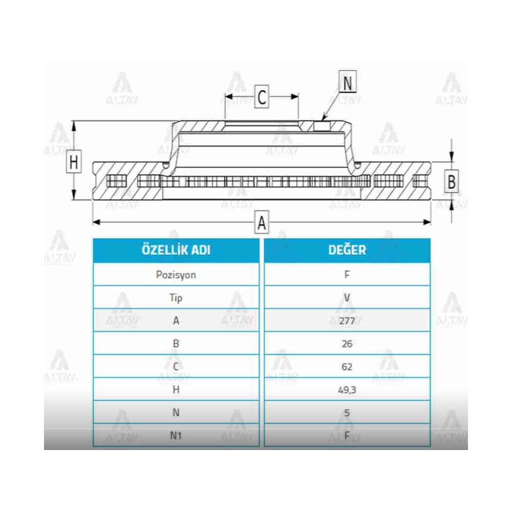 Corolla Uyumlu 13-18 Auris 13-18 Ön Havali 277-5 Fren Diski - BSH-0986479A62 - 4351202330