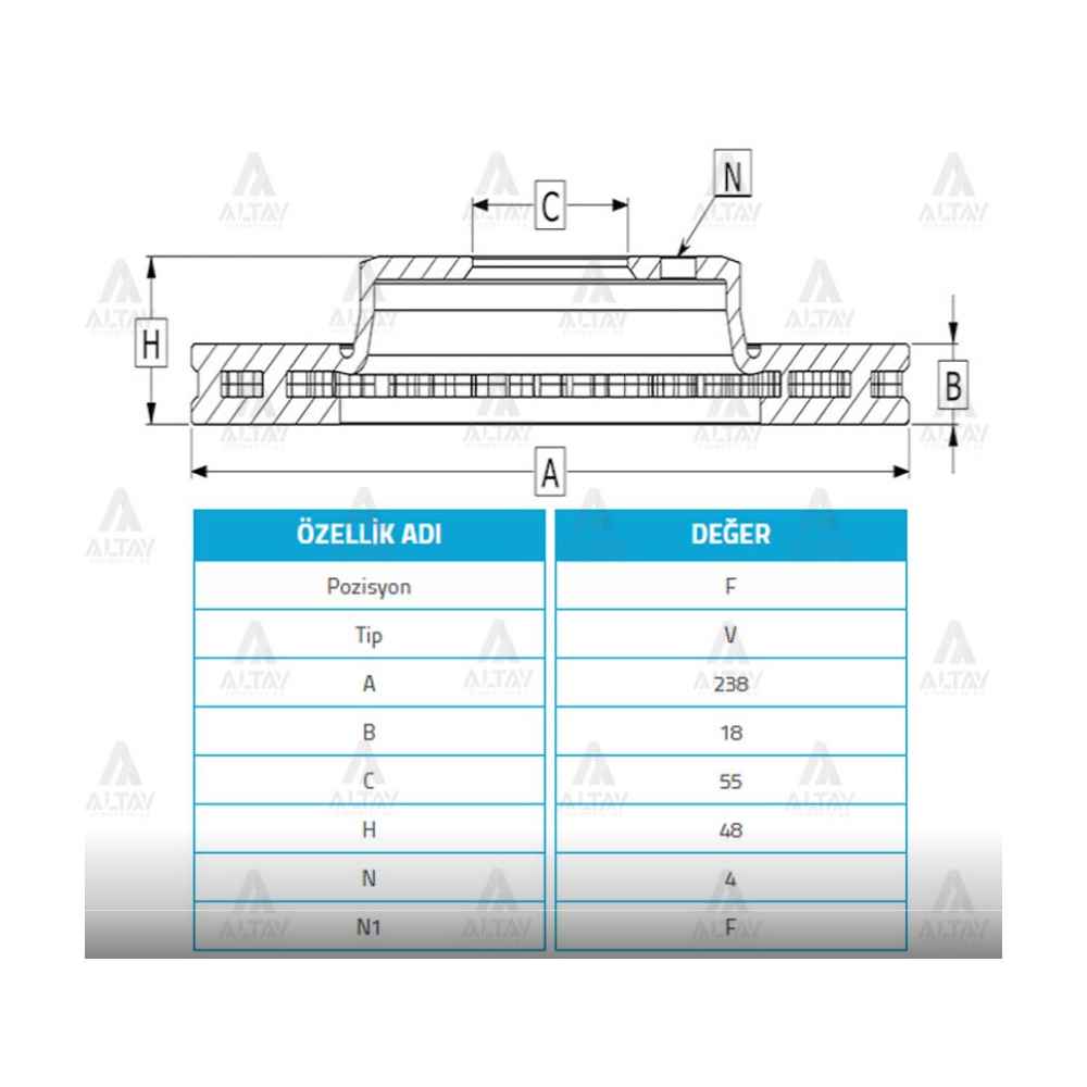 Corolla Uyumlu 88-95 Ön Havali 238-4 Fren Diski - BSH-0986479R75 - 4351212250