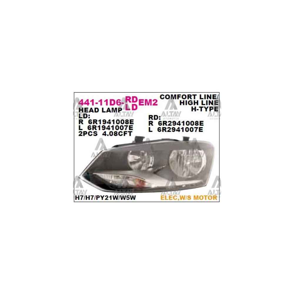 Polo 09-14 H7 Hella Tip Sağ Far - DPO-441-11D6RMLDEM2 - 6R1941008F 