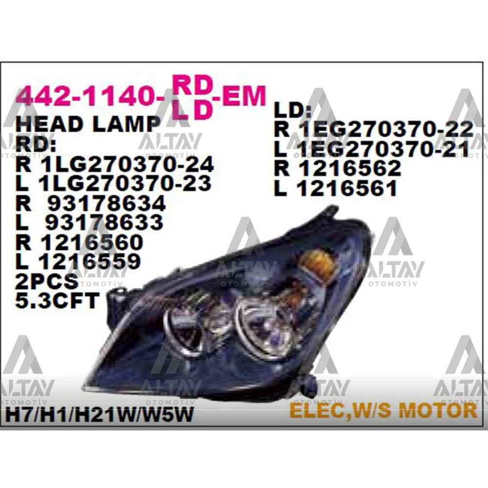 Astra H 04-09 Koyu Motorlu Sol Far - DPO-442-1140L-LD-EM - 1216561 