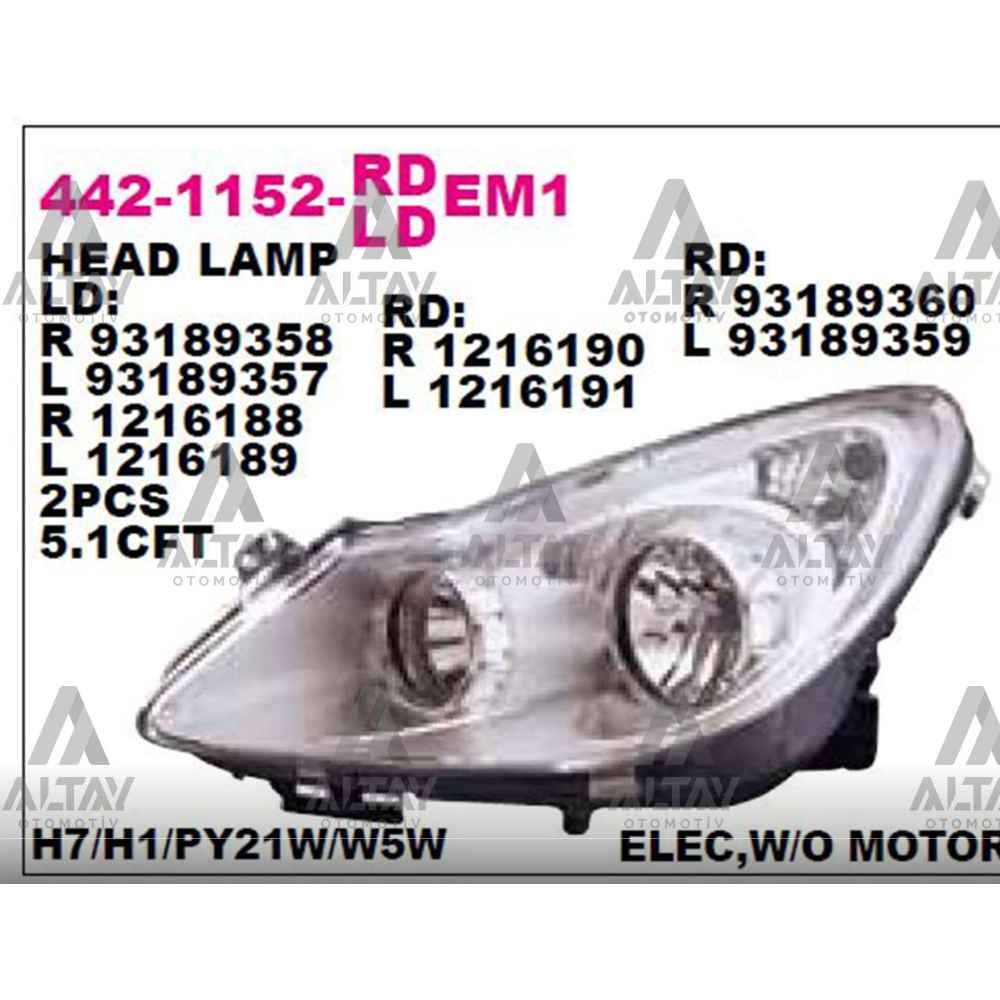 Corsa D 07-14 Krom Sağ Far - DPO-442-1152R-LDEM1 - 1216188 
