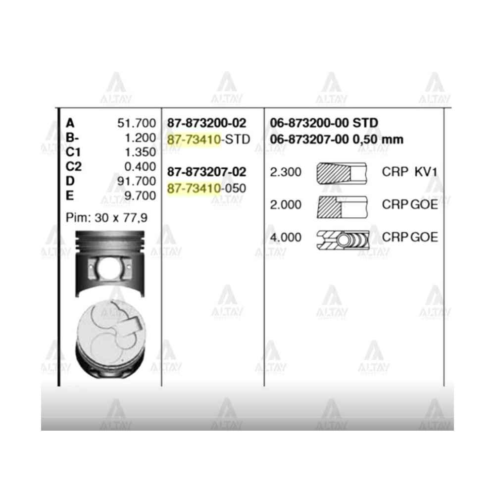 Canter 511 711 Pajero 4M40 0.50 Segman - GOE-06-873207-00 - 06-873207-00 