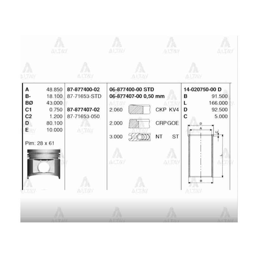 Pıckup 03-12 Skystar Navara 06-15 Yd25Ddtı 89.00Mm Std Segman - 06-877400-00 