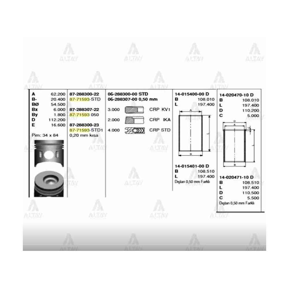 Canter 449 659 Flanşlı Std Gömlek - GOE-14-020470-10 - 14-020470-10 