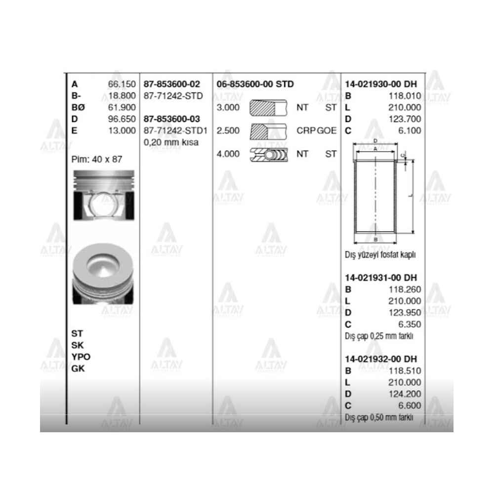 Nqr-86 Npr-75 4Hk1Tc 115Mm Std Gömlek - GOE-14-021930-00 - 14-021930-00 