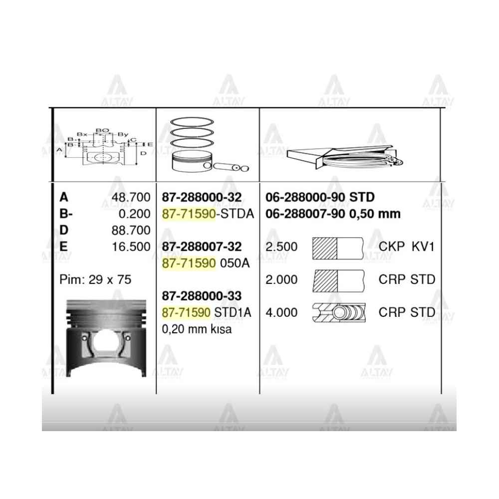L-300 98-> 0.50 Piston Segmanlı - GOE-87-71590-050A - 87-71590-050A 