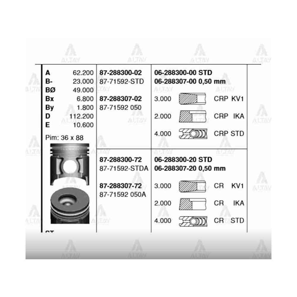 Canter 659 Turbo 050 Piston Segmanlı - GOE-87-71592-050 - 87-71592-050 