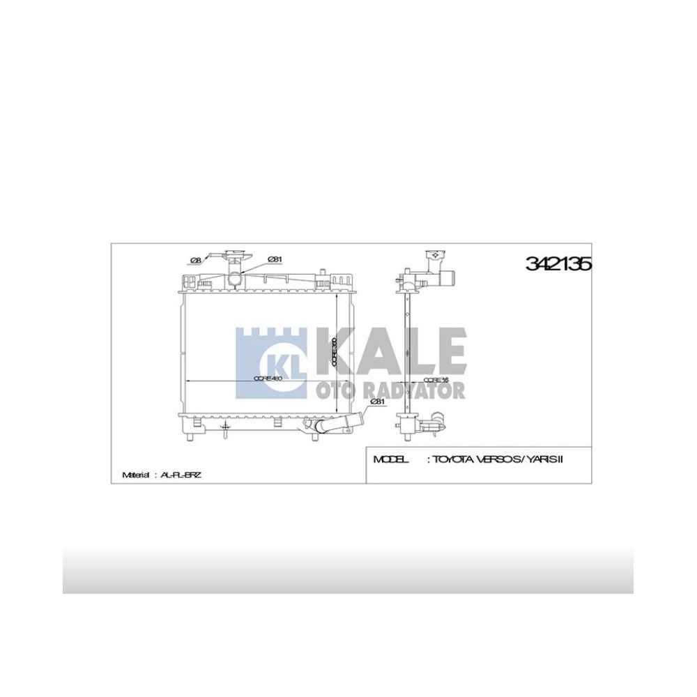 Yaris 10-16 1.33 Benzinli 16Mm M-T Brazing Su Radyatör - KLE-342135 - 16400-0Y060 