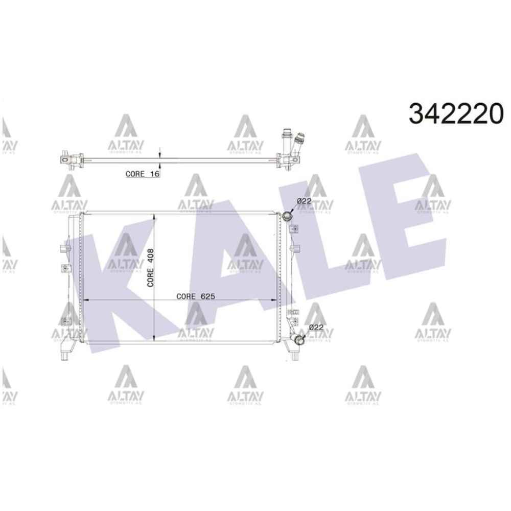 Golf5 Jetta Passat A3 Leon 04-13- 1.2 -1.4 Brazing Su Radyatör - KLE-342220 - 1K0121251BN 