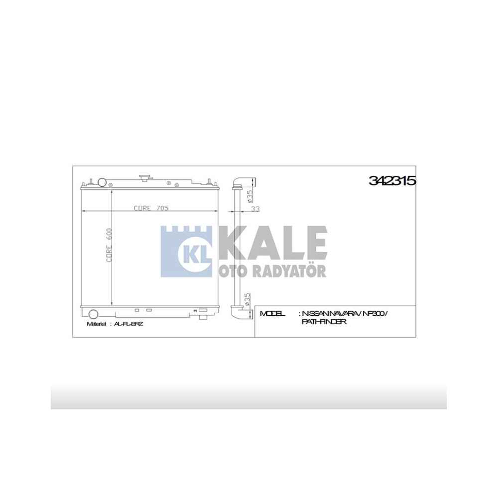Pickup Navara 06- M-T Brazing Su Radyatör - KLE-342315 - 21410-EB30A 