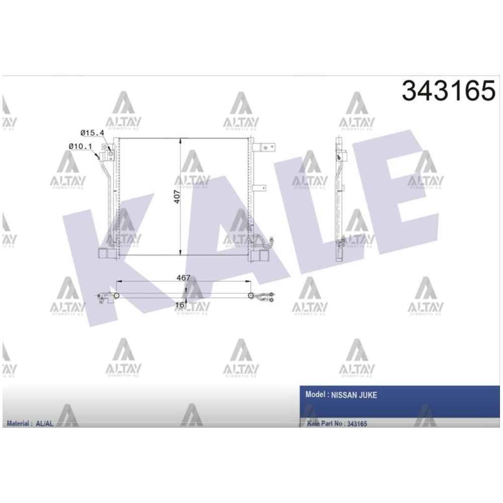Juke 10- 1.6 Klima Radyatör - KLE-343165 - 92110-3DD0A 