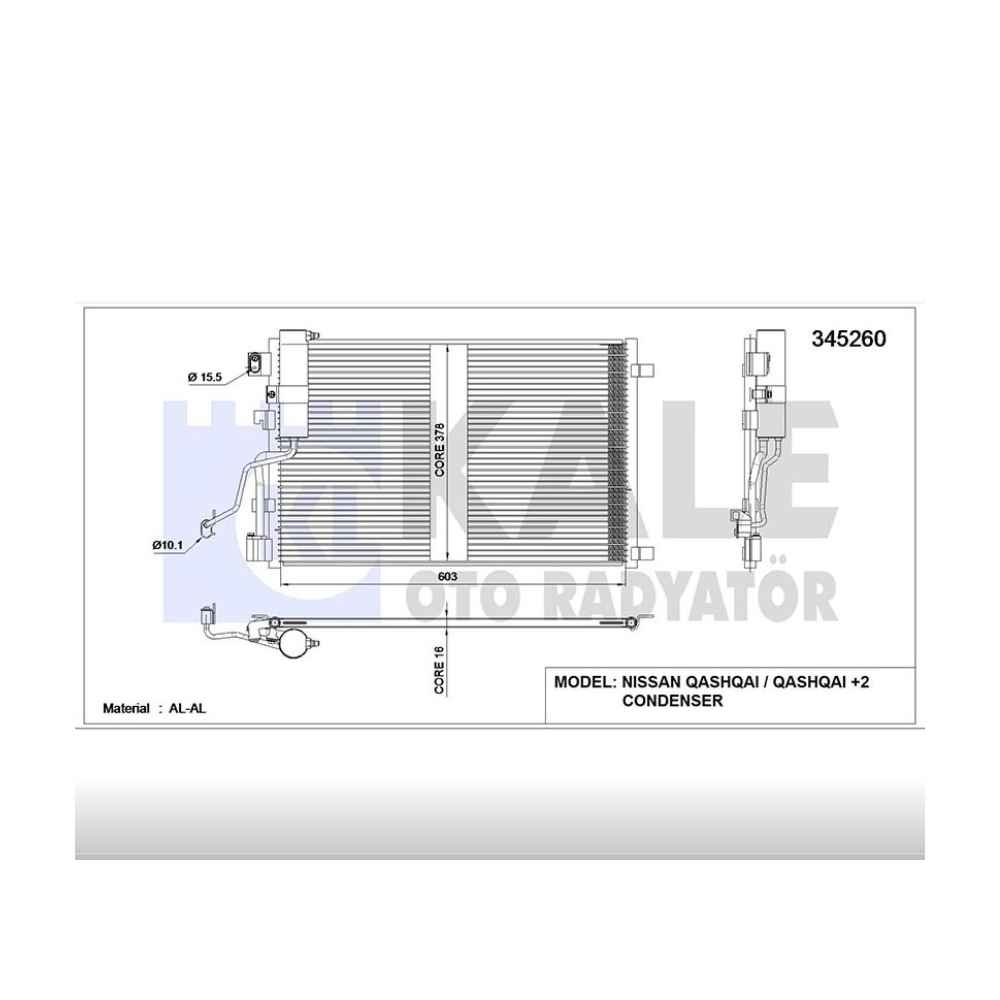 Qashqai 07-13 1.5 Klima Radyatör - KLE-345260 - 92100-JD51A 