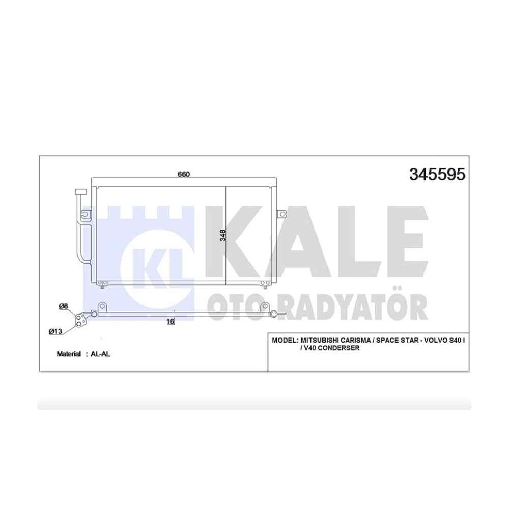 Carisma 96-06 1.9 Did Volvo S40 V40 1.6 1.8 2.0 16V 99- Klima Radyatör - 30818183 KLE-345595 
