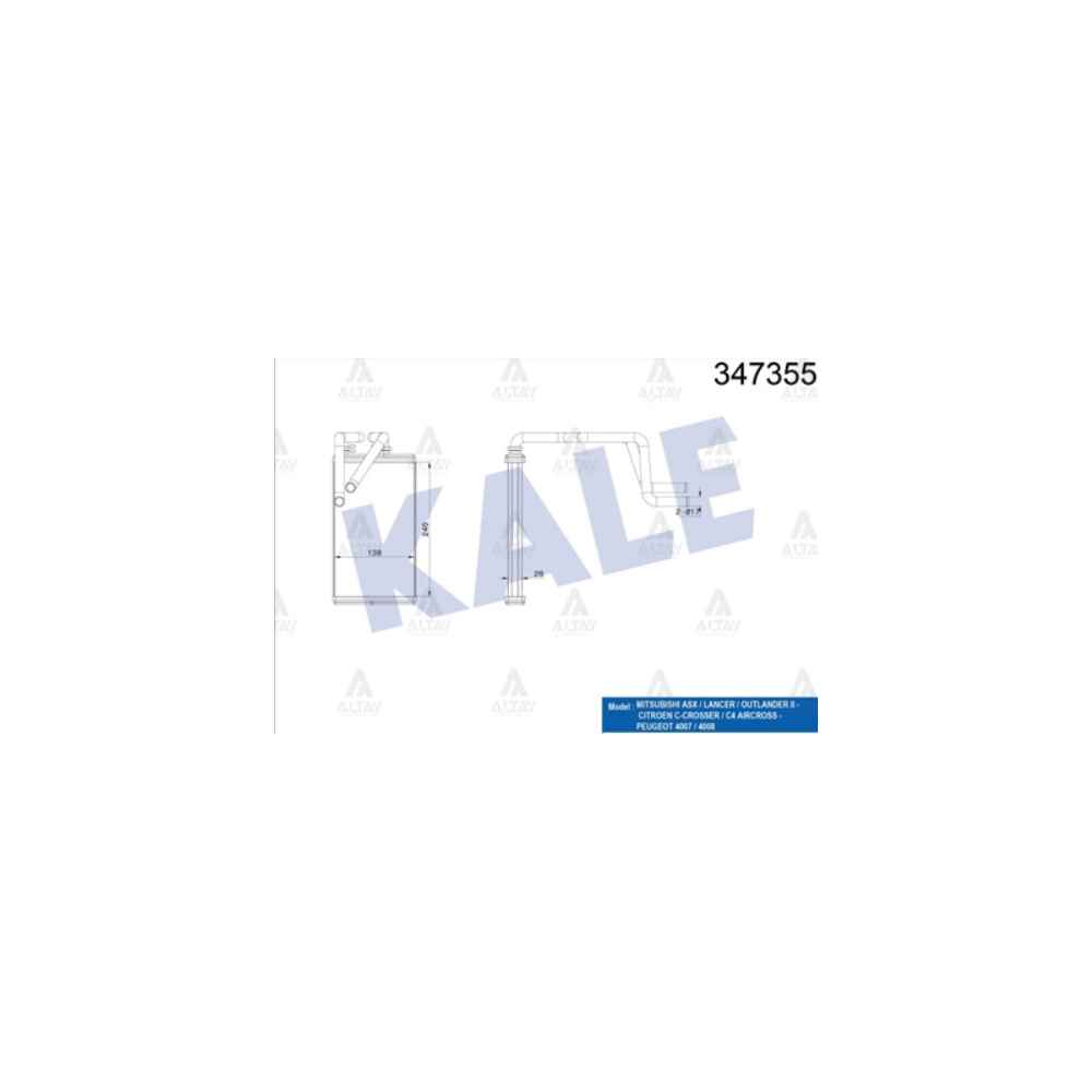 Lancer 08- Asx 10- Outlander 06-12 C4 12- 4007 4008 Kalorifer Radyatörü KLE-347355 