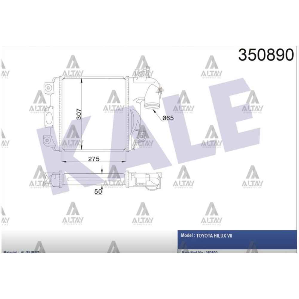 Hilux 06-15 2.5- 3.0 D4D Kun15 Kun25 Kun26 Kun35 İntercool Turbo Radyatö KLE-350890 
