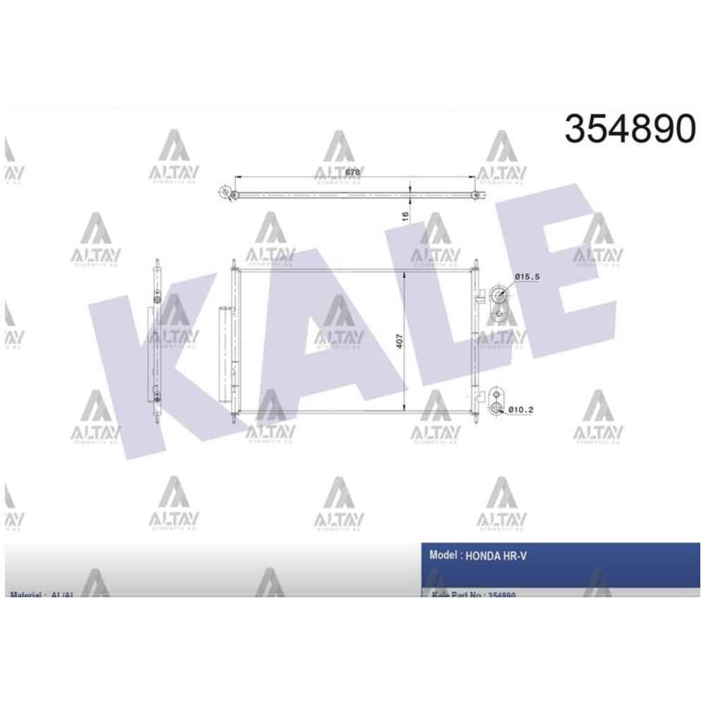 Hrv 16- 1.5 1.6 İ-D-Tec Klima Radyatör - KLE-354890 - 80110-T7W-A01 
