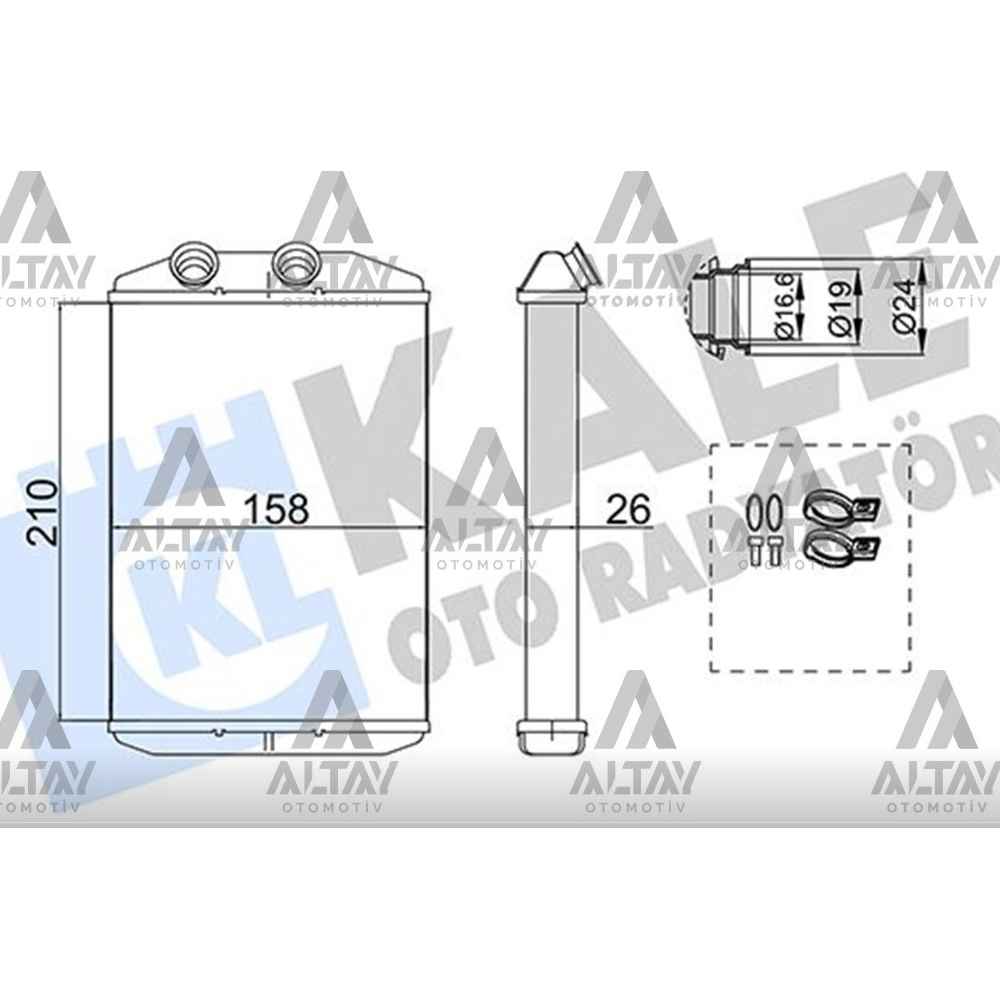 Kangoo 08- Master 10- Citan 12- Brazing Kalorifer Radyatörü - KLE-355105 - 2711500Q0G 