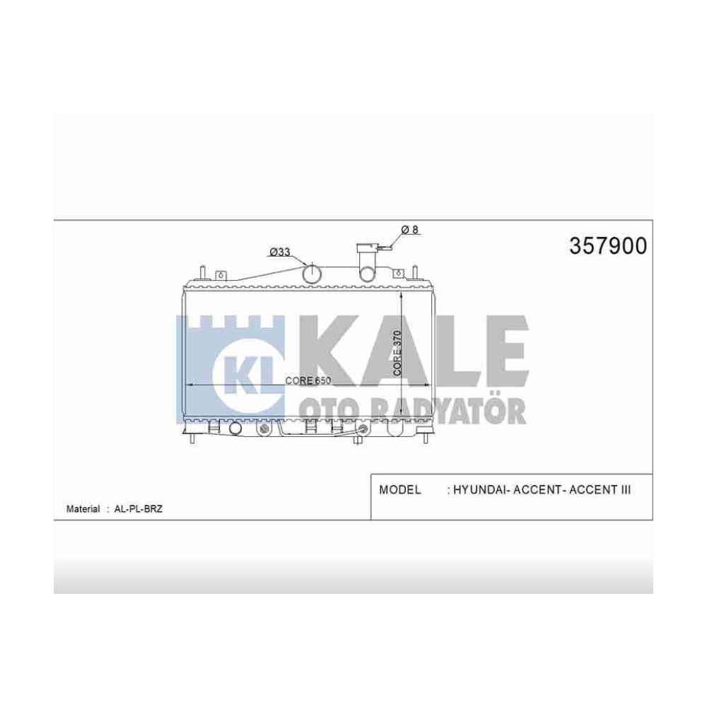 Accent 06-11 Era Benzinli A-T Brazıng Radyatör Su - KLE-357900 - 25310-1E050 