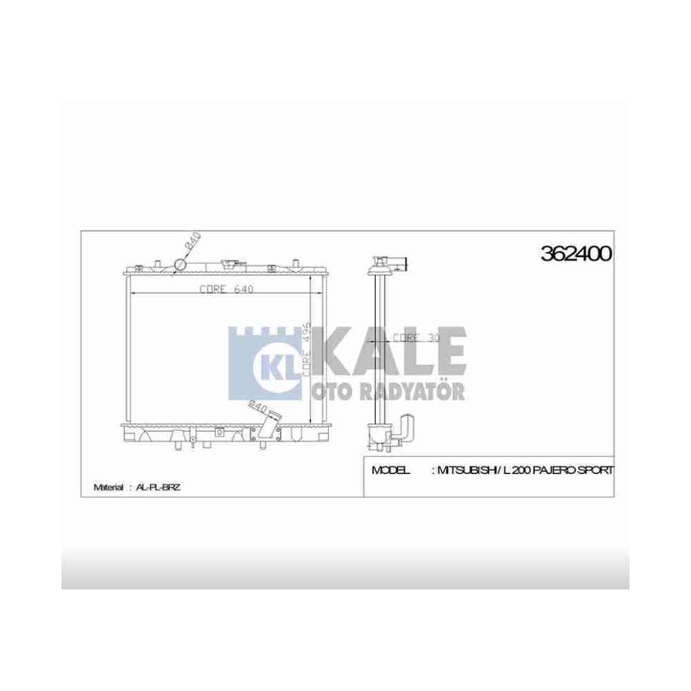 L-200 01-06 Pajero Sport M-T Brazing Su Radyatör - KLE-362400 - MR571147 