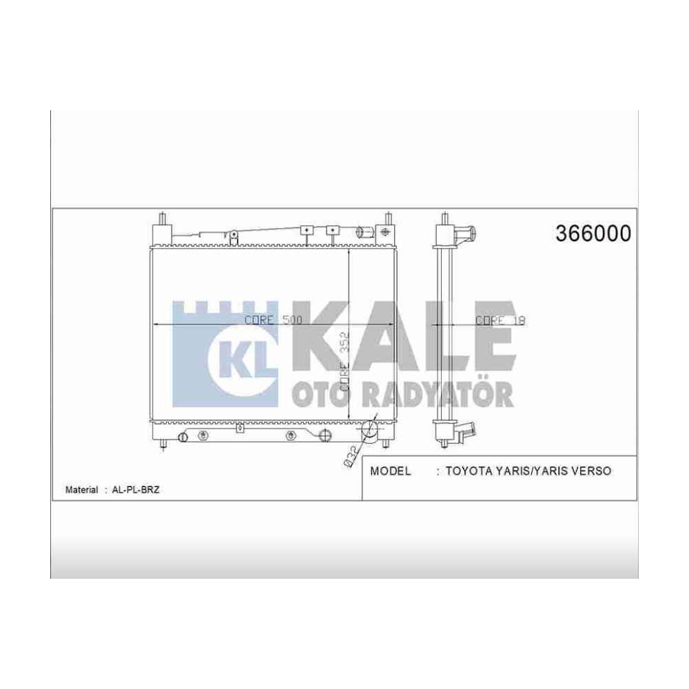 Yaris 99-06 1.3 Benzinli A-T Brazing Su Radyatör - KLE-366000 - 16400-21070 