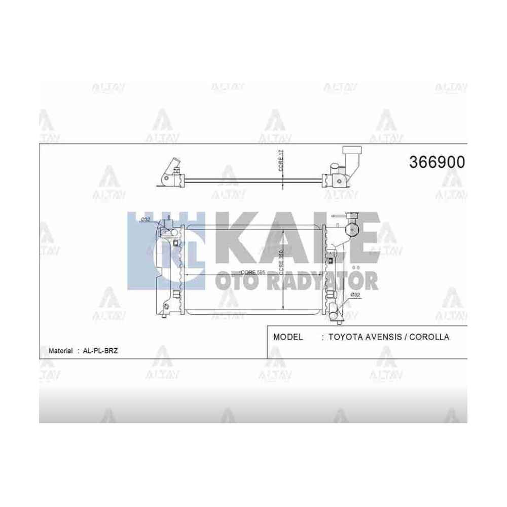 Corolla Uyumlu 02-07 Avensis 03-08 3Zz M-T 16Mm Brazing Su Radyatör - KLE-366900 - 16400-0D210