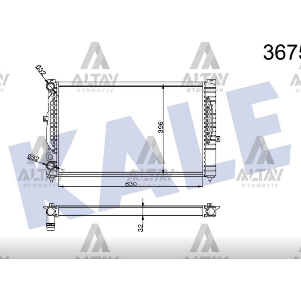 A4 A6 Passat 97-04 1.6-1.8 -1.9 Manuel Mekanik Su Radyatör - KLE-367500 - 8D0121251P 