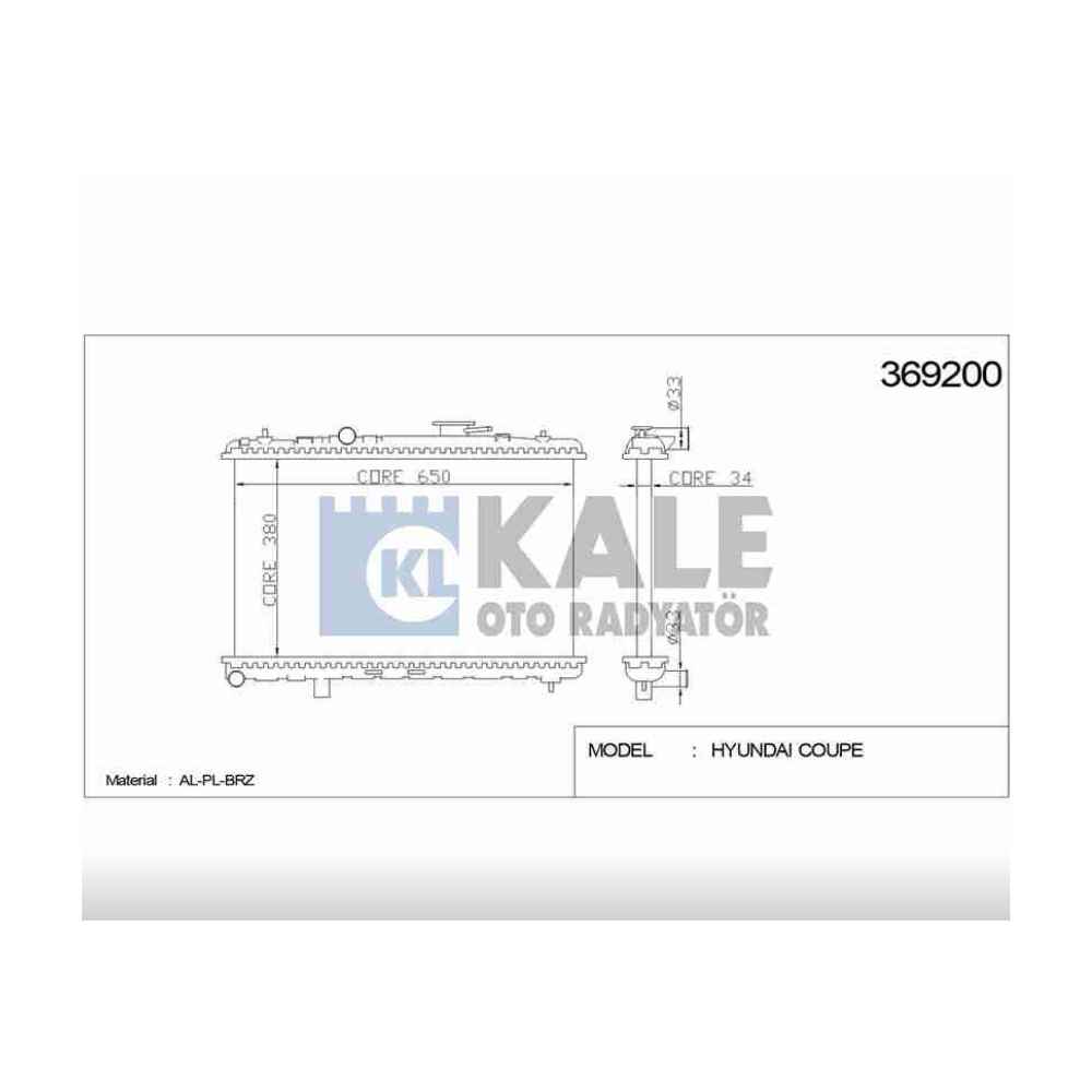 Elantra 01-07 M-T Brazing Su Radyatör - KLE-369200 - 25310-2D200 