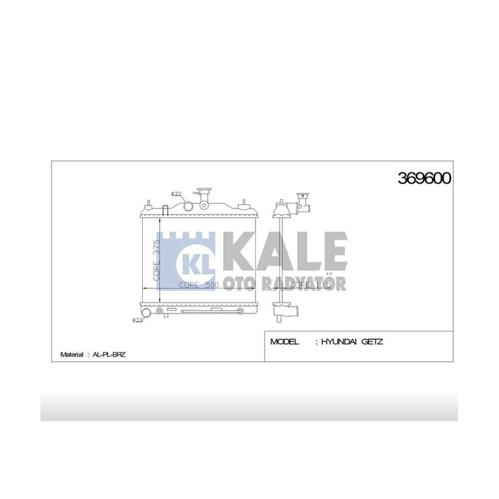 Getz 03-11 Benzinli A-T Brazing Su Radyatör - KLE-369600 - 25310-1C150 