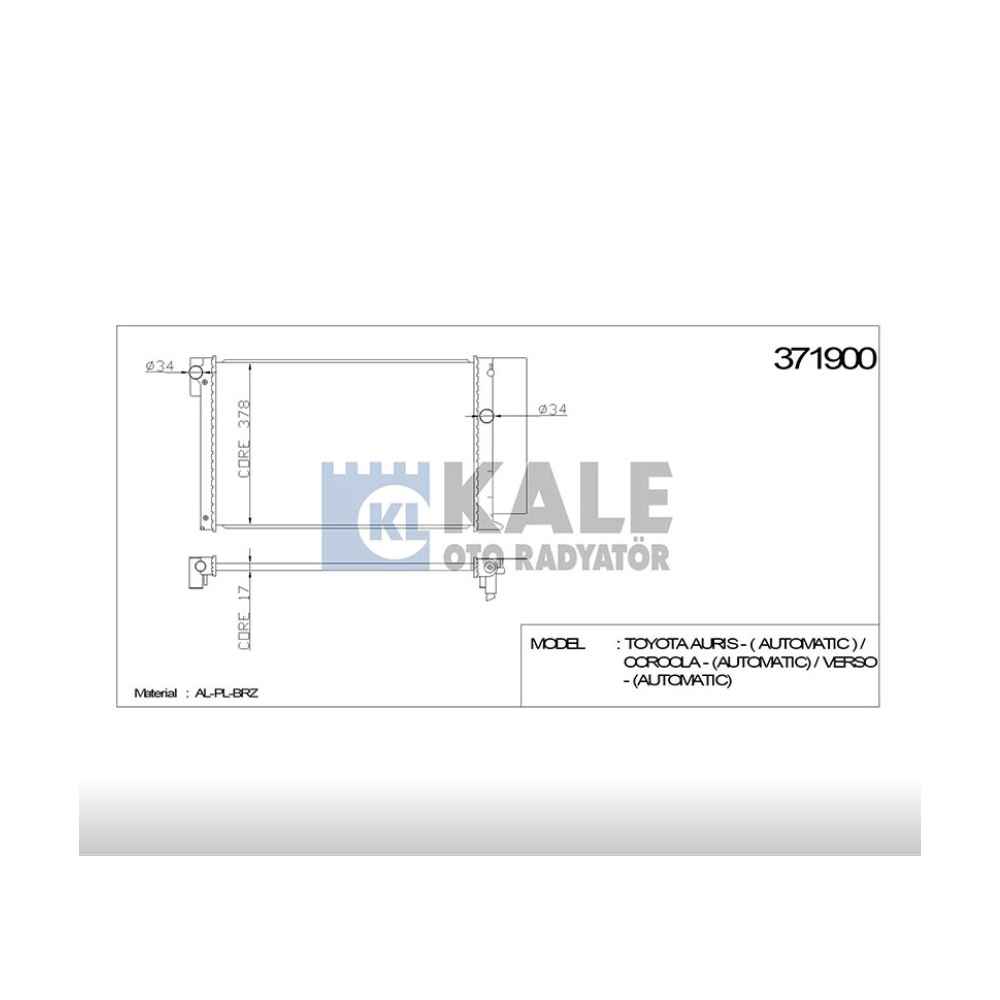 Corolla 06-13 Auris 07-12 Benzinli A-T Brazıng Radyatör Su - KLE-371900 - 16400-22200 