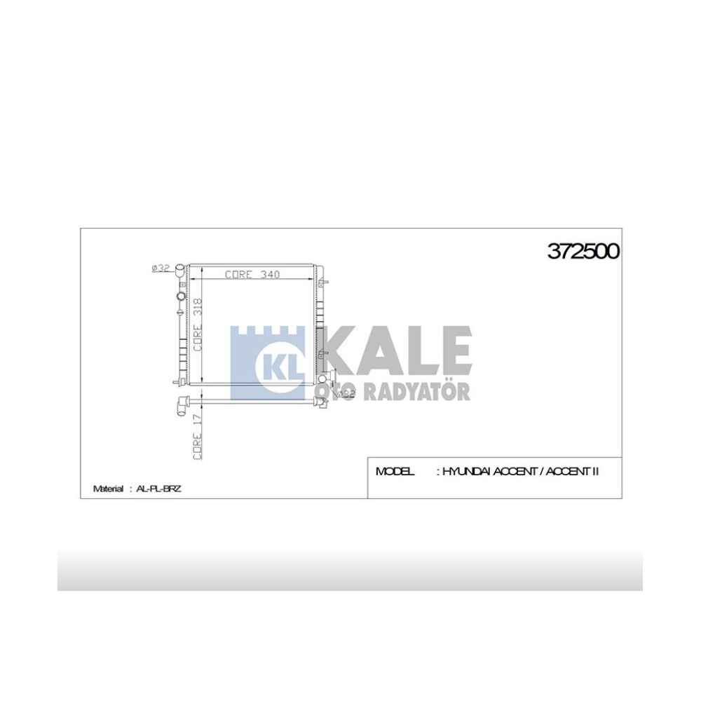 Accent 00-02 1.3- 1.5 M-T Brazing Su Radyatör - KLE-372500 - 25310-25050 