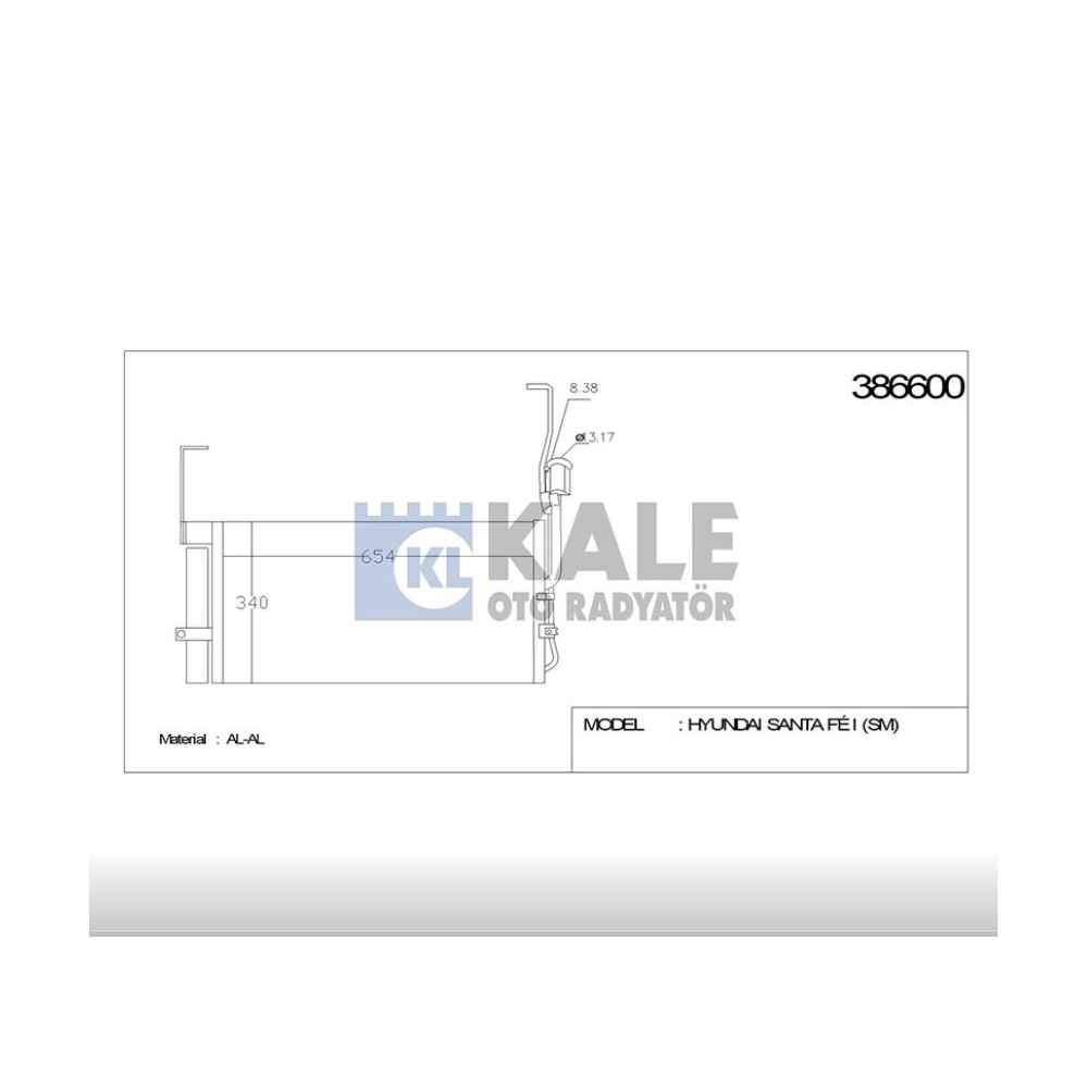 Santafe 00-06 Dizel 680×350×18 Klima Radyatör - KLE-386600 - 97606-26000 