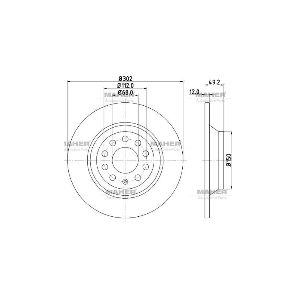 A6 05-11 Pro Özel Kaplama Fren Diski Arka 302Mm - MHR-03607 - 4F0615601E 