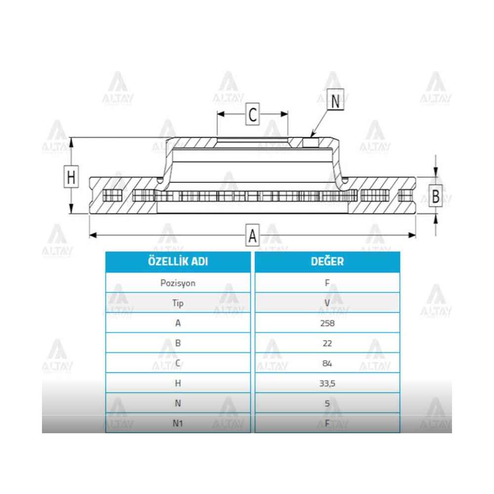 L-300 86-10 Ön Havali 258-5 Fren Diski - MHR-03716 - MB407030 
