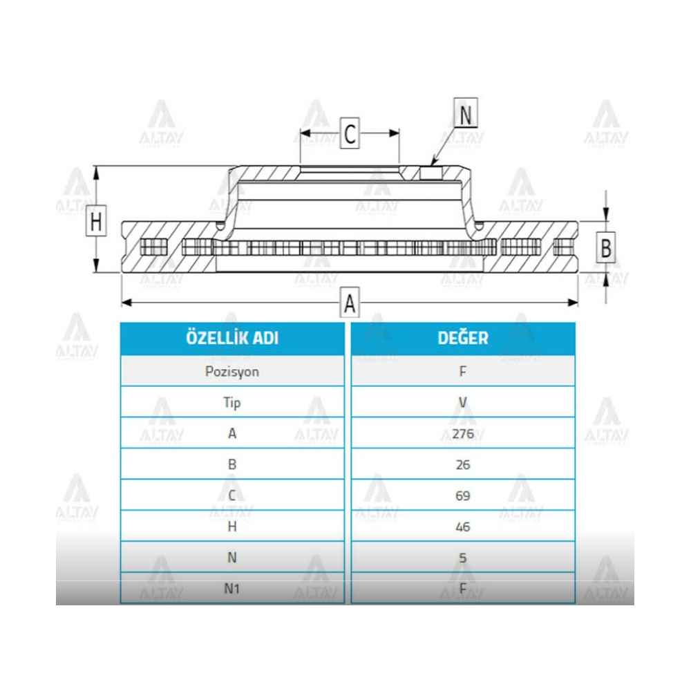 Lancer 08-15 Ön Havalı 276-5 Fren Diski - MHR-03721 - 4615A115 