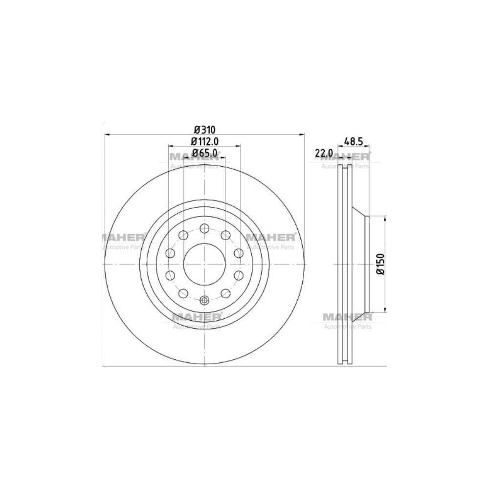 Passat Golf5 Golf6 Golf7 A3 Leon 03- Pro Özel Kaplama Arka Fren Diski 310Mm - MHR-03738 