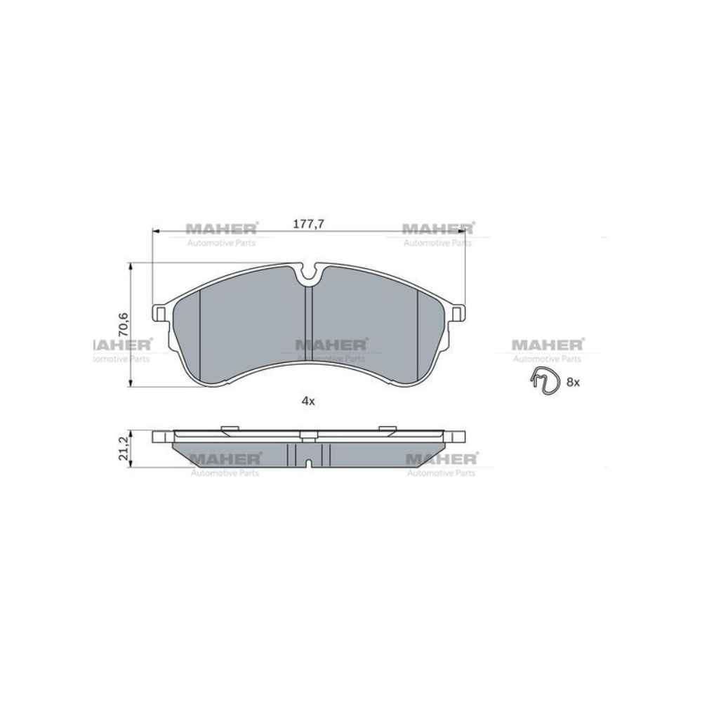 Crafter- Çift Teker Uzun Şasi Ön Uzunluk 177 5 Mm Fren Balata - MHR-19029 - 2N0698151A 