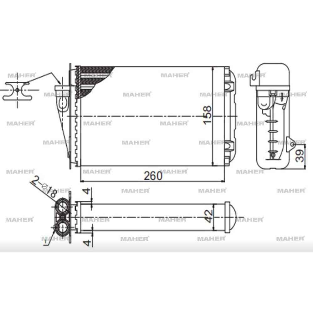 Tempra 92-99 Tipo 90-00 Alfa 145 94-01 Alfa 146 94-01 Mekanik Kalorifer Radyatörü MHR-19065 