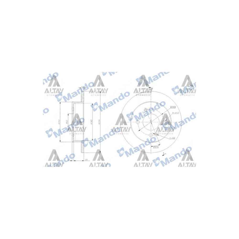 i-10 13- 1.0-1.2 Arka Düz 234-4 Fren Diski - MND-MBC030063 - 58411B4300 