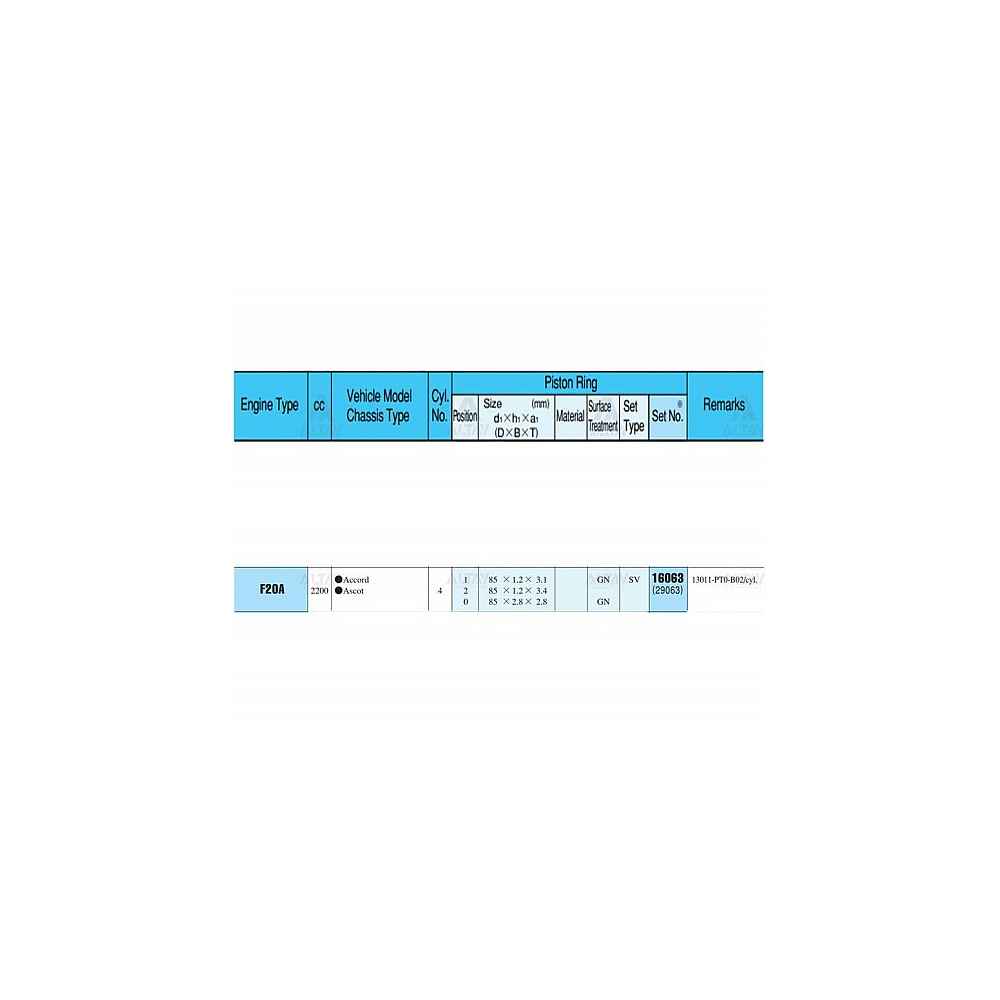 Accord 90-02 2.0 85.00Mm F20A F22A Std Gaz Nitrit Kaplama Takim Segman RIK-16063-STD 