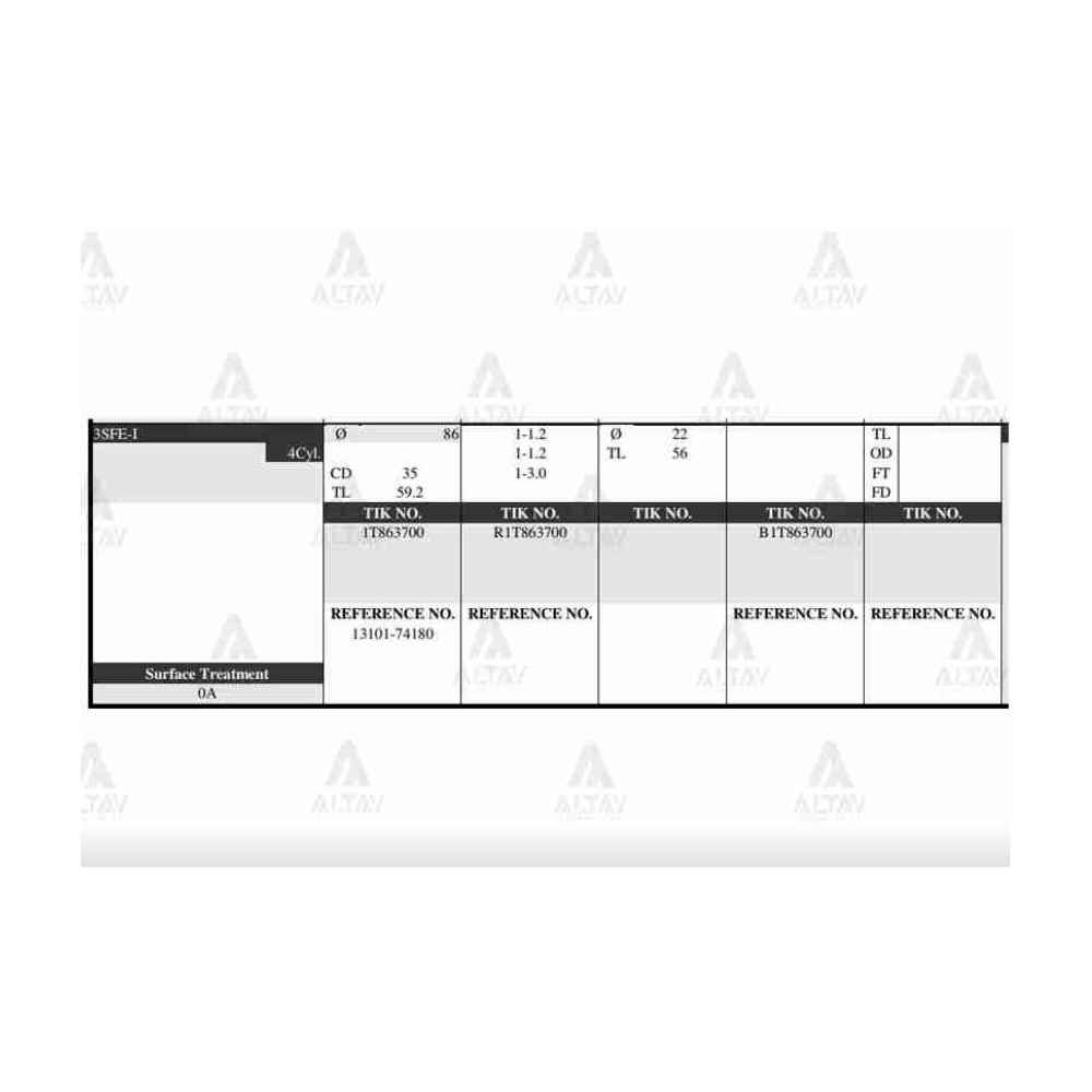 Corona 2.0L 92-95 3Sfe 86.50Mm 0.50 Piston Takim - TIK-1T863700-050 - 13101-74180